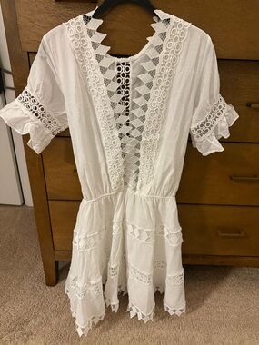 Peixoto White Crochet Lace Dress